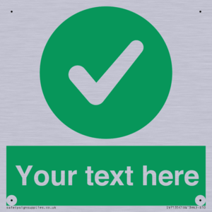 Custom green background, green circle with tick